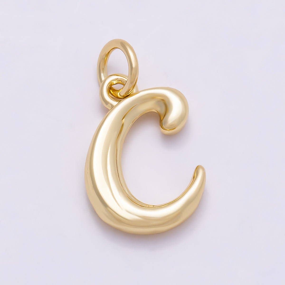 16K Gold Filled 14mm Minimalist Molten Alphabet Initial Letter Charm | Charms-00908 ~ Charms-00933: Letter A