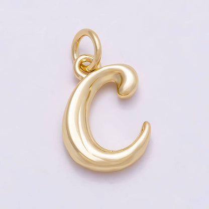16K Gold Filled 14mm Minimalist Molten Alphabet Initial Letter Charm | Charms-00908 ~ Charms-00933: Letter A