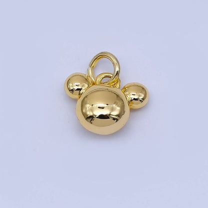 24K Gold Filled 7mm Chubby Mouse Ears Animal Charm in Gold & Silver | AF1583: SILVER