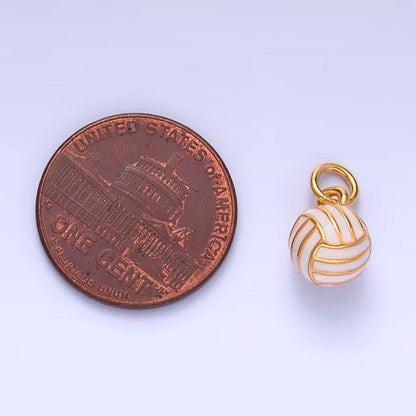 24K Gold Filled Volley Ball Enamel Multidimensional 3D Charm | W434