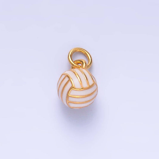 24K Gold Filled Volley Ball Enamel Multidimensional 3D Charm | W434