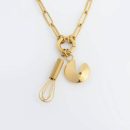 18K Gold PVD Stainless Steel Whisk Charm: Stainless