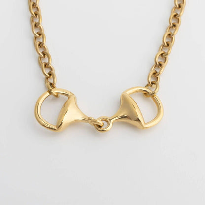 18K Gold PVD Stainless Steel Horsebit Bracelet: Gold