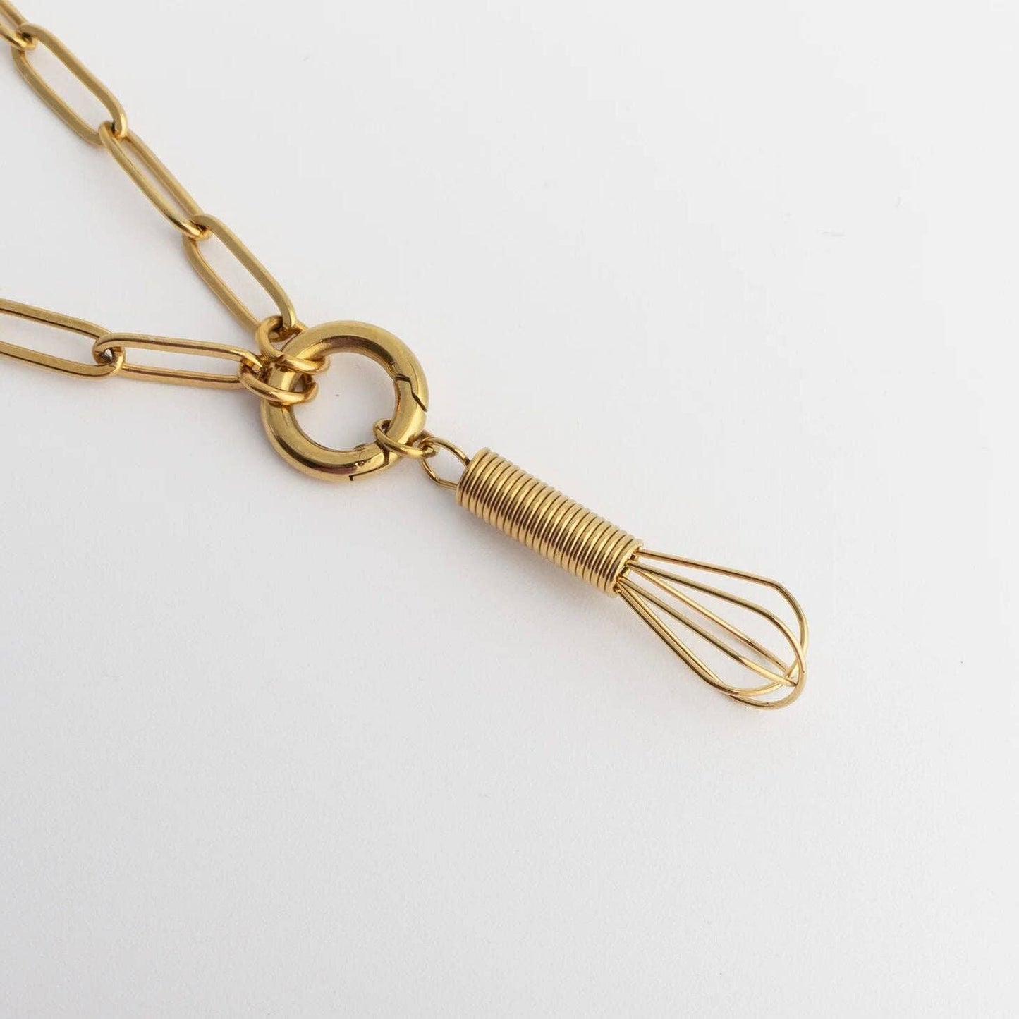 18K Gold PVD Stainless Steel Whisk Charm: Stainless