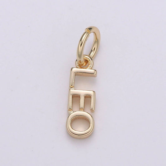 Gold Filled Zodiac Sign Script Words Mini Charm in Gold & Silver | A-A1815-A-A1820 | A-A1839-A-A1844: Gold / Leo