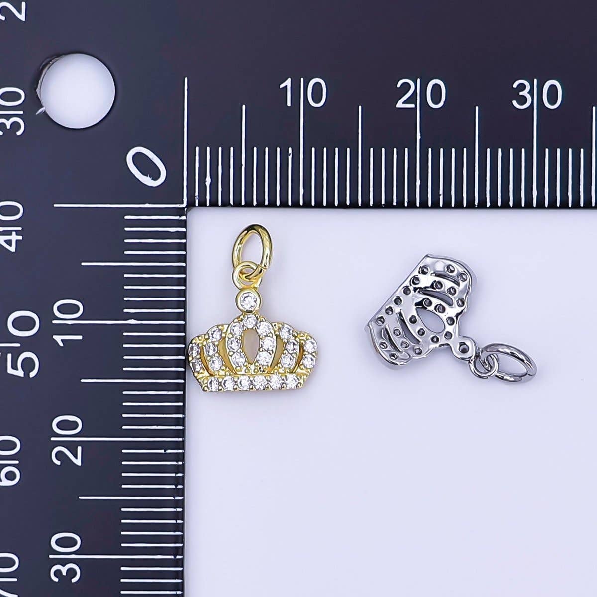 24K Gold Filled Micro Paved CZ Royal Crown Charm in Gold & Silver | AJ299: GOLD
