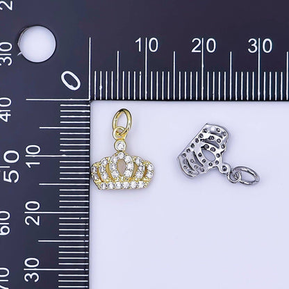 24K Gold Filled Micro Paved CZ Royal Crown Charm in Gold & Silver | AJ299: GOLD