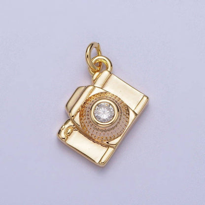 16K Gold Filled CZ Digital Camera Photography Charm in Gold & Silver | Y464: Silver