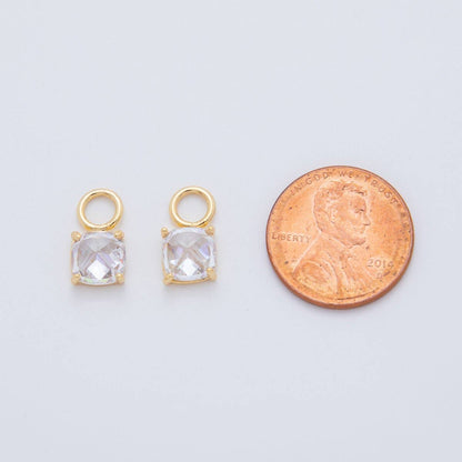 18K Gold Filled Multifaceted Round CZ Add-On Drop Earring Charm | AF740