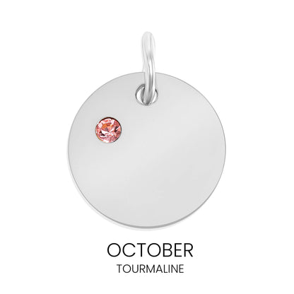 Stainless Steel Blank Engravable Circle Birthstone Charm: May/Emerald