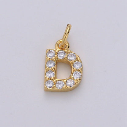 14k Gold Filled Tiny CZ Initial, Letter Alphabet Micro Pave charms Dainty Gold Cubic Pendant Charm for Necklace Bracelet Earring Add on A-099 to A-111: By Set