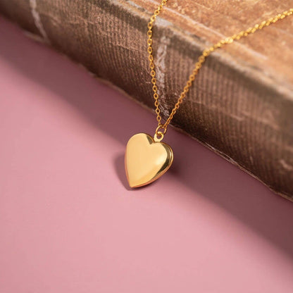 18K Gold PVD Stainless Steel Heart Locket / PDL0239: Stainless