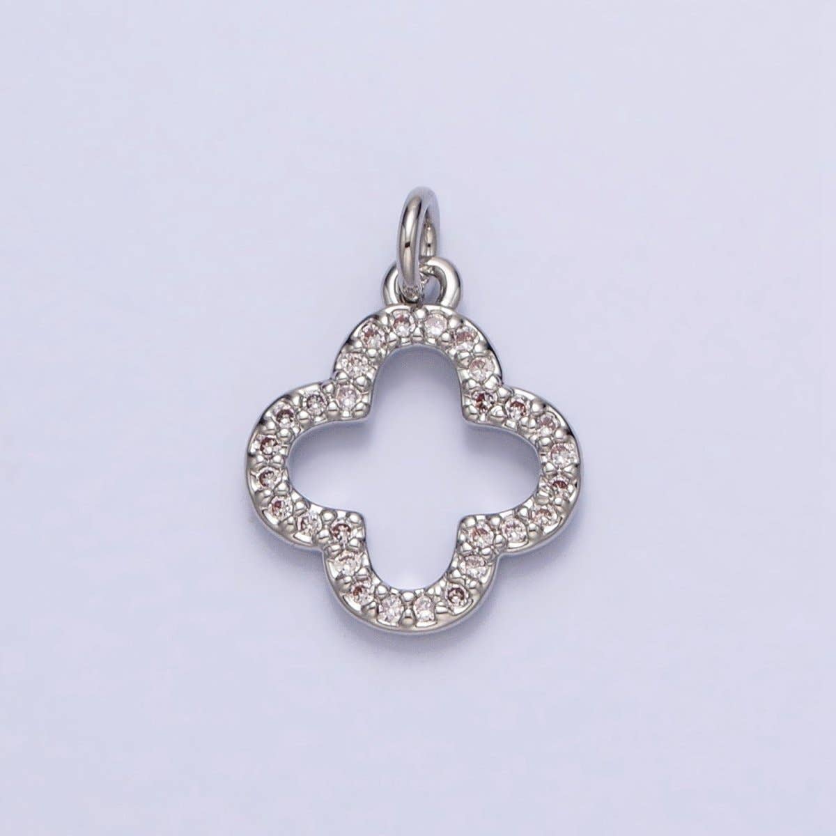 Gold, Silver Mini Lucky Four-Leaf Clover Quatrefoil Open Charm | AC-733 AC-734: Silver