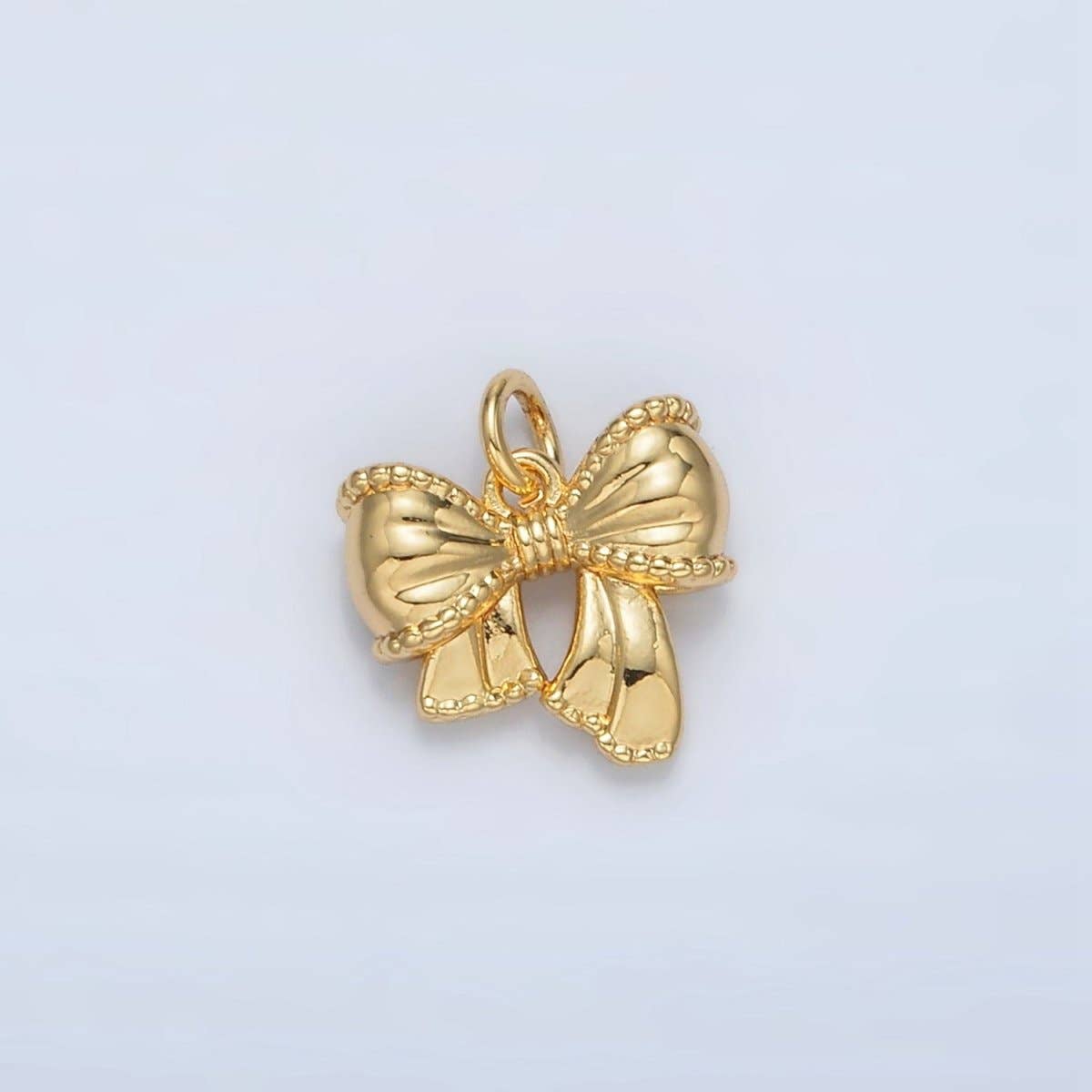 24K Gold Filled Textured Ribbon Bow Charm in Gold & Silver | AC144: Silver