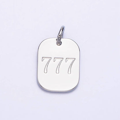 Dainty Silver Tag Angel Number Numerology Engraved Small Military Tag Charm add on Pendant | AC062-AC071: 111