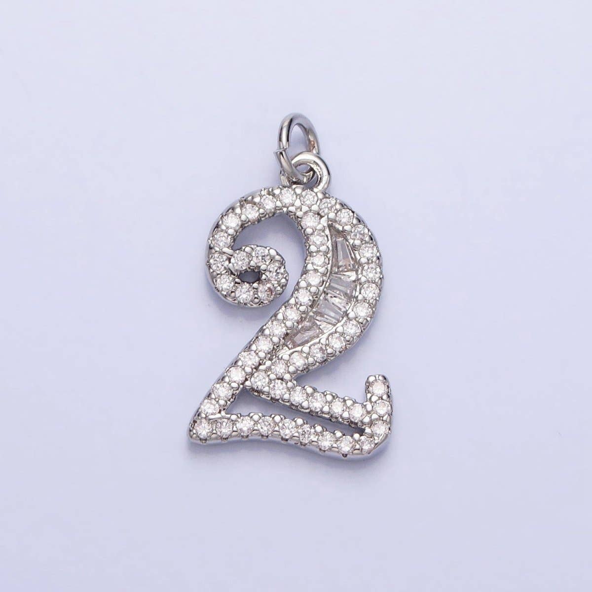 Micro Pave CZ Numbering Charms Pave Dangle Silver Number Charms Women Pave Number Findings Number 0-9 Charms AC529 - AC538: 7