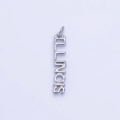 16K Gold Filled USA City States Script Tag Charm in Gold & Silver | D814 - D823: Gold / California