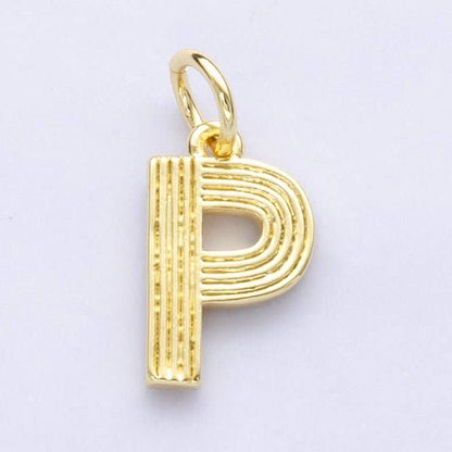 24K Gold Filled Groovy Disco Initial Letter Charm | A185 - A197: Letter L
