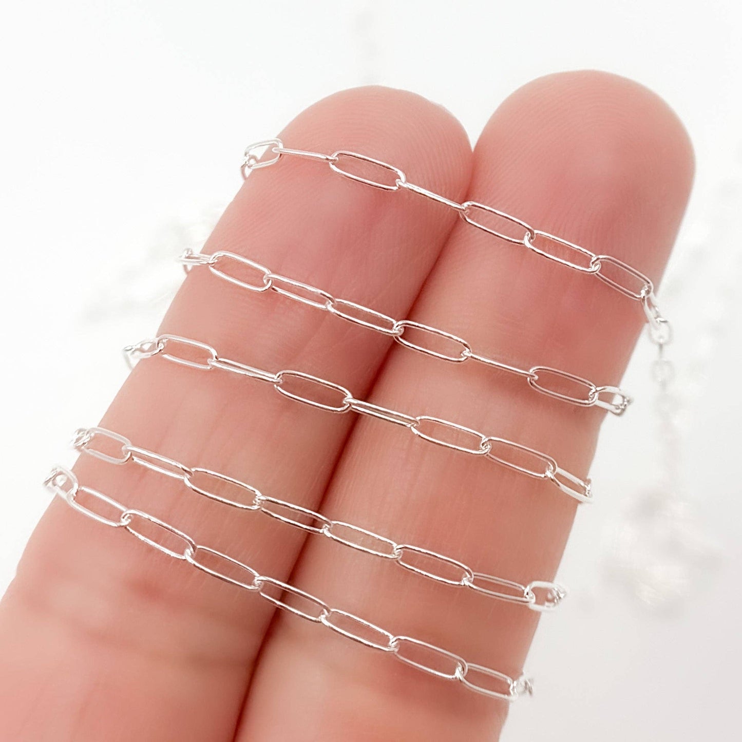 Permanent  Jewelry Sterling Silver Smooth Paperclip Chain: 7in. / 1.1mm-2mm / Paperclip