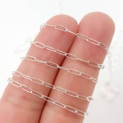 Permanent  Jewelry Sterling Silver Smooth Paperclip Chain: 7in. / 1.1mm-2mm / Paperclip