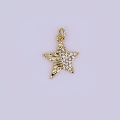 24K Gold Filled Micro Paved CZ Sunburst Star Charm in Gold & Silver | AF428: SILVER