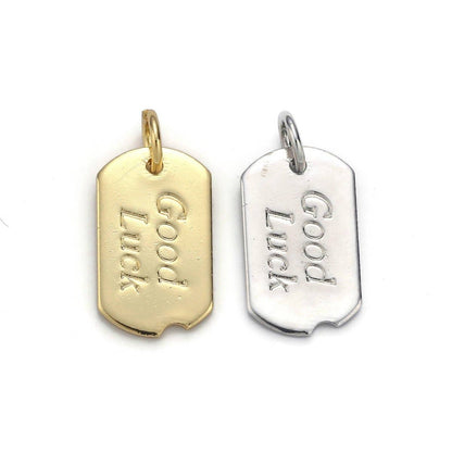 24k Gold Filled Good Luck Charm, Bar Plate