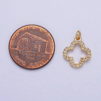 Gold, Silver Mini Lucky Four-Leaf Clover Quatrefoil Open Charm | AC-733 AC-734: Silver