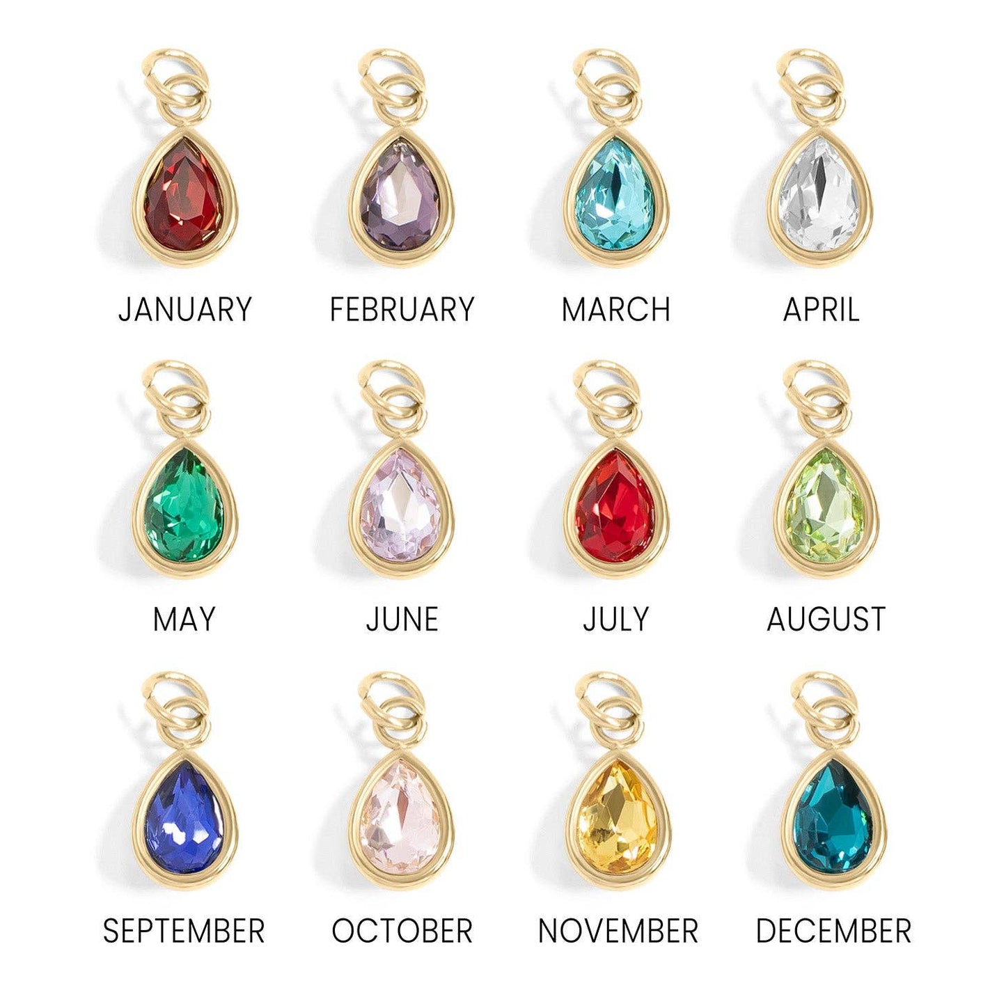 18K Gold PVD Teardrop Birthstone Charm: July