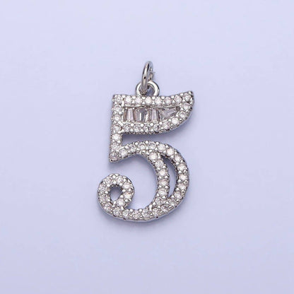 Micro Pave CZ Numbering Charms Pave Dangle Silver Number Charms Women Pave Number Findings Number 0-9 Charms AC529 - AC538: 7