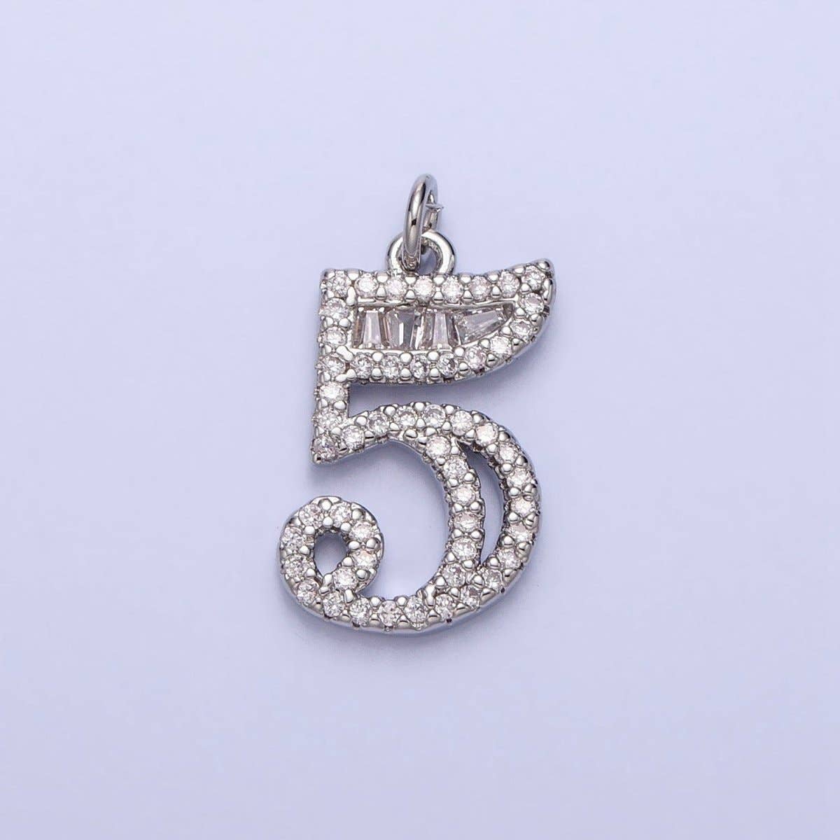 Micro Pave CZ Numbering Charms Pave Dangle Silver Number Charms Women Pave Number Findings Number 0-9 Charms AC529 - AC538: 1