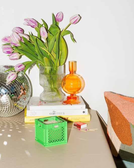 Milk Crate - green jar candle: White Lily Sea Salt