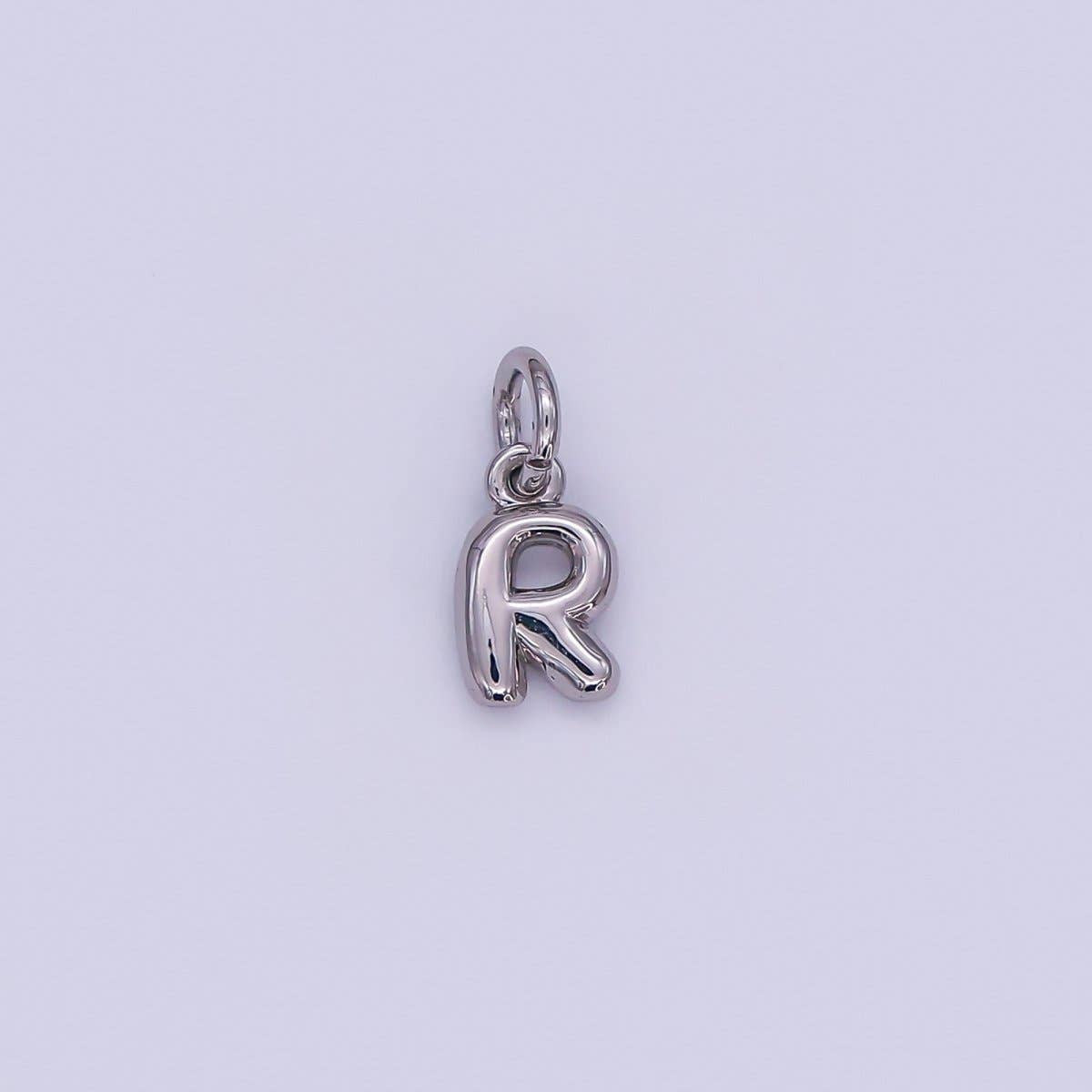 White Gold Filled 10mm Initial Letter Chubby Balloon Mini Charm | A029 - A041: Letters Set