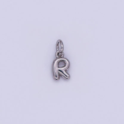 White Gold Filled 10mm Initial Letter Chubby Balloon Mini Charm | A029 - A041: Letters Set