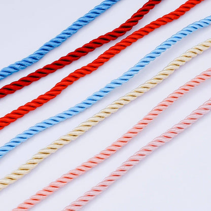24K Gold Filled Red, Blue, Pink, Beige Twisted Braided Cord Chain Necklace | WA-2440 ~ WA-3830: Dark Blue / 16.3 Inches