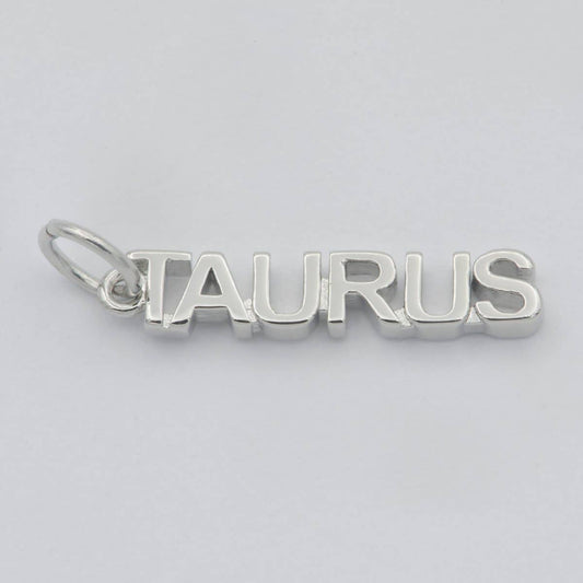 Gold Filled Zodiac Sign Script Words Mini Charm in Gold & Silver | A-A1815-A-A1820 | A-A1839-A-A1844: Silver / Taurus