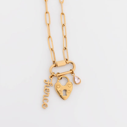18K Gold PVD Paperclip Carabiner Necklace: Stainless / 18+2"