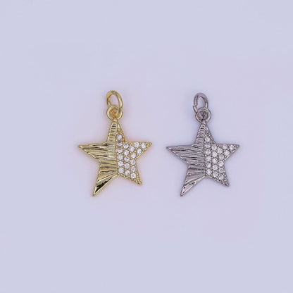24K Gold Filled Micro Paved CZ Sunburst Star Charm in Gold & Silver | AF428: SILVER