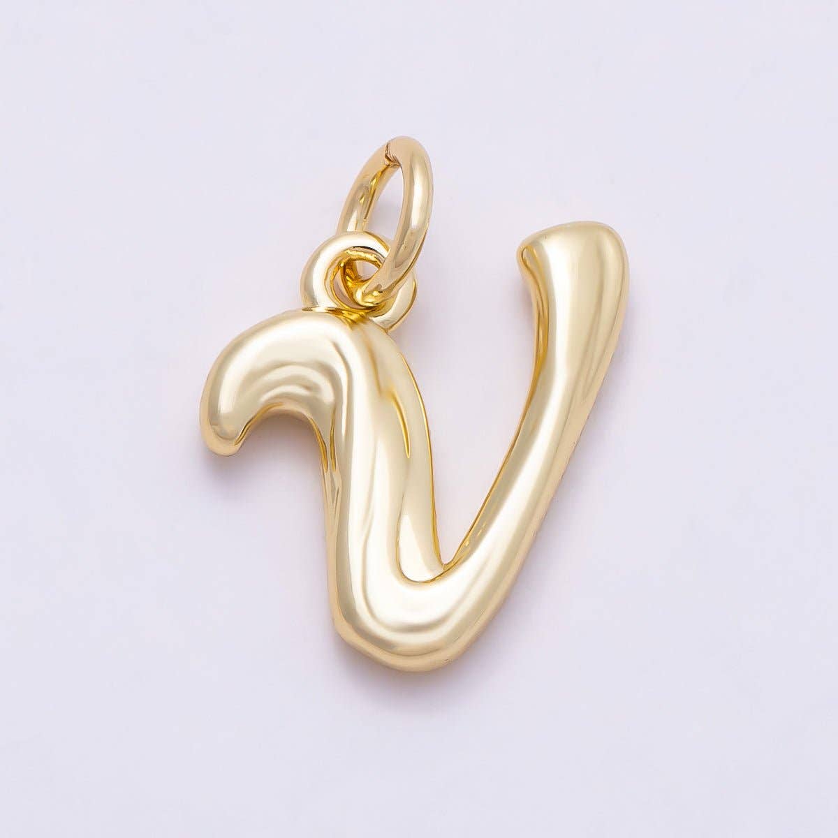 16K Gold Filled 14mm Minimalist Molten Alphabet Initial Letter Charm | Charms-00908 ~ Charms-00933: Letter A