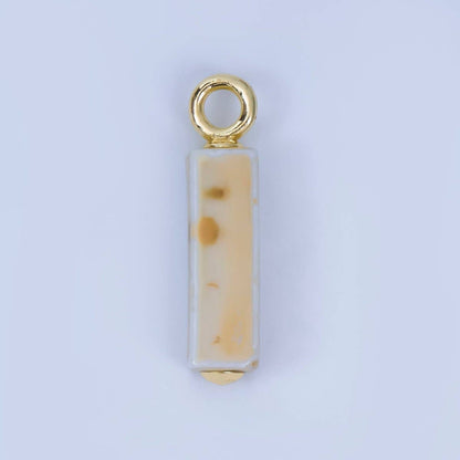 18K Gold Filled Blue, Teal, Brown, Pink Watercolor Bar Ceramic Drop Pendant | AJ-451: # 6