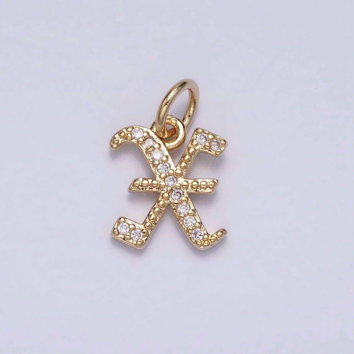 16K Gold Filled Initial Letter Old English Font Personalized Micro Paved Add-On Charm | A-572-A-584: ALL INITIAL