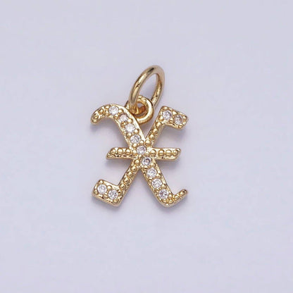 16K Gold Filled Initial Letter Old English Font Personalized Micro Paved Add-On Charm | A-572-A-584: ALL INITIAL
