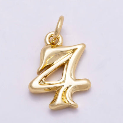 16K Gold Filled 14mm Minimalist Molten Number Numerology Charm | Charms-00878 ~ Charms-00887: Numbers 0-9 Set