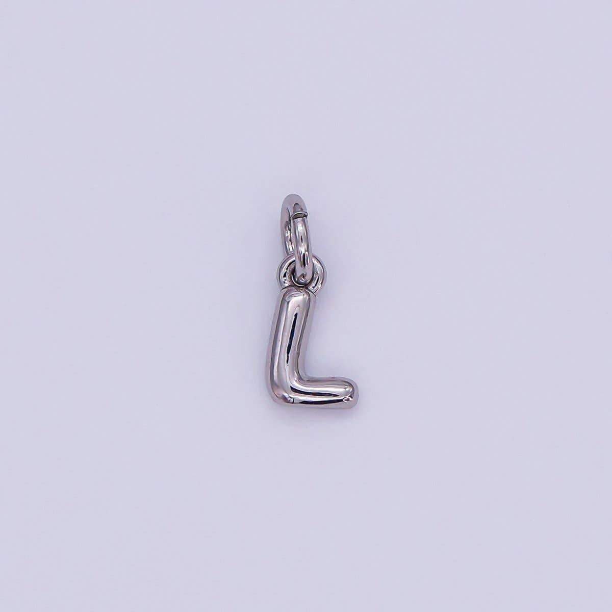 White Gold Filled 10mm Initial Letter Chubby Balloon Mini Charm | A029 - A041: Letters Set