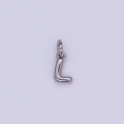 White Gold Filled 10mm Initial Letter Chubby Balloon Mini Charm | A029 - A041: Letters Set