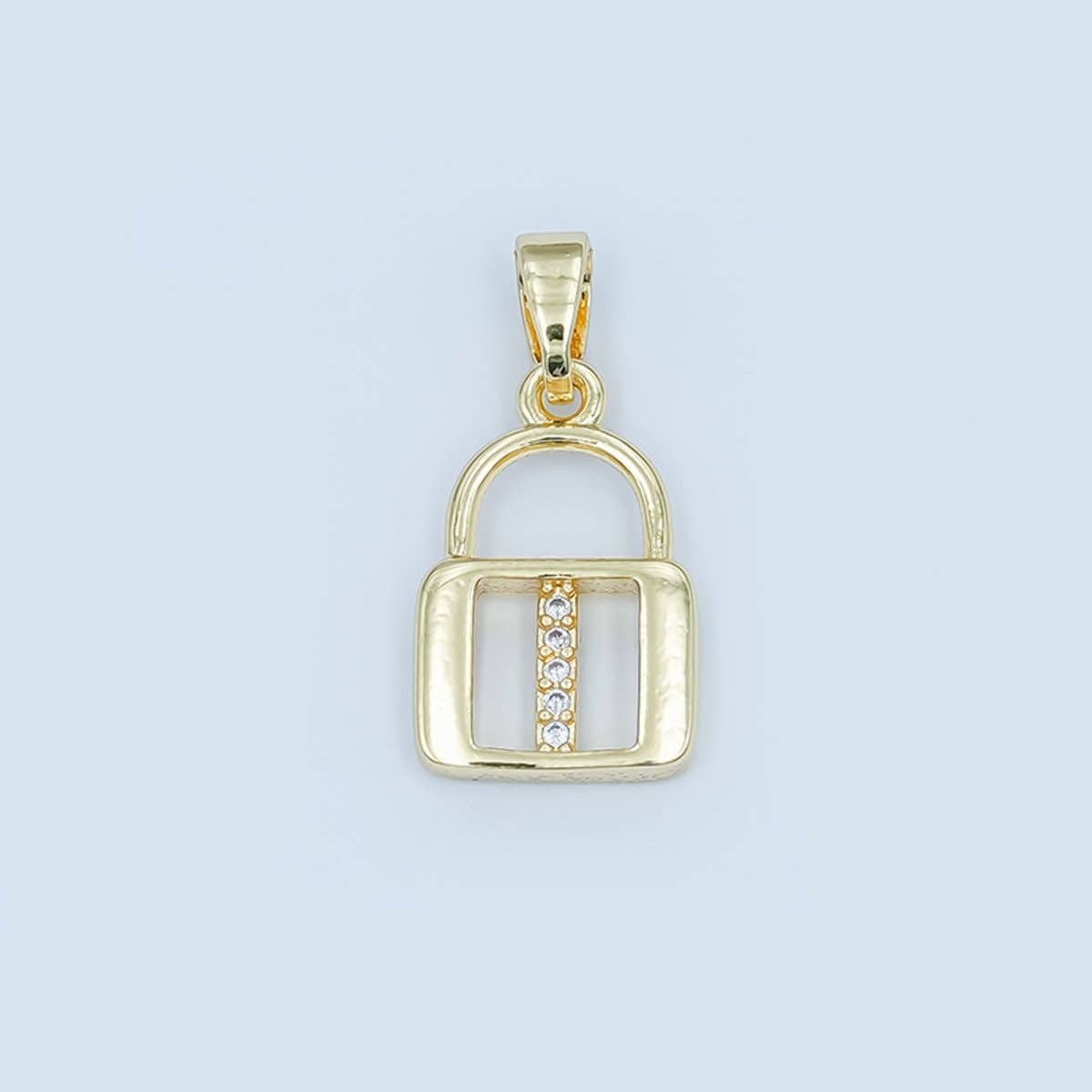 24K Gold Filled Micro Paved Initial Letter Padlock Pendant | A001 - A013: Letter K