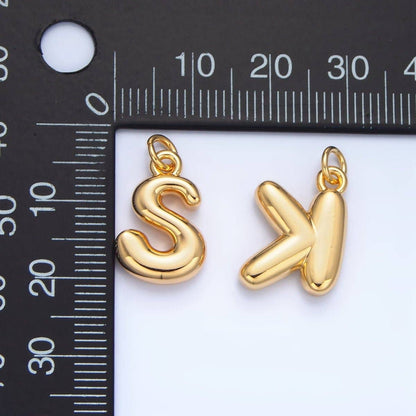 24K Gold Filled 17mm Initial Letter Chubby Balloon Charm | A1513 - A1525: Letter C