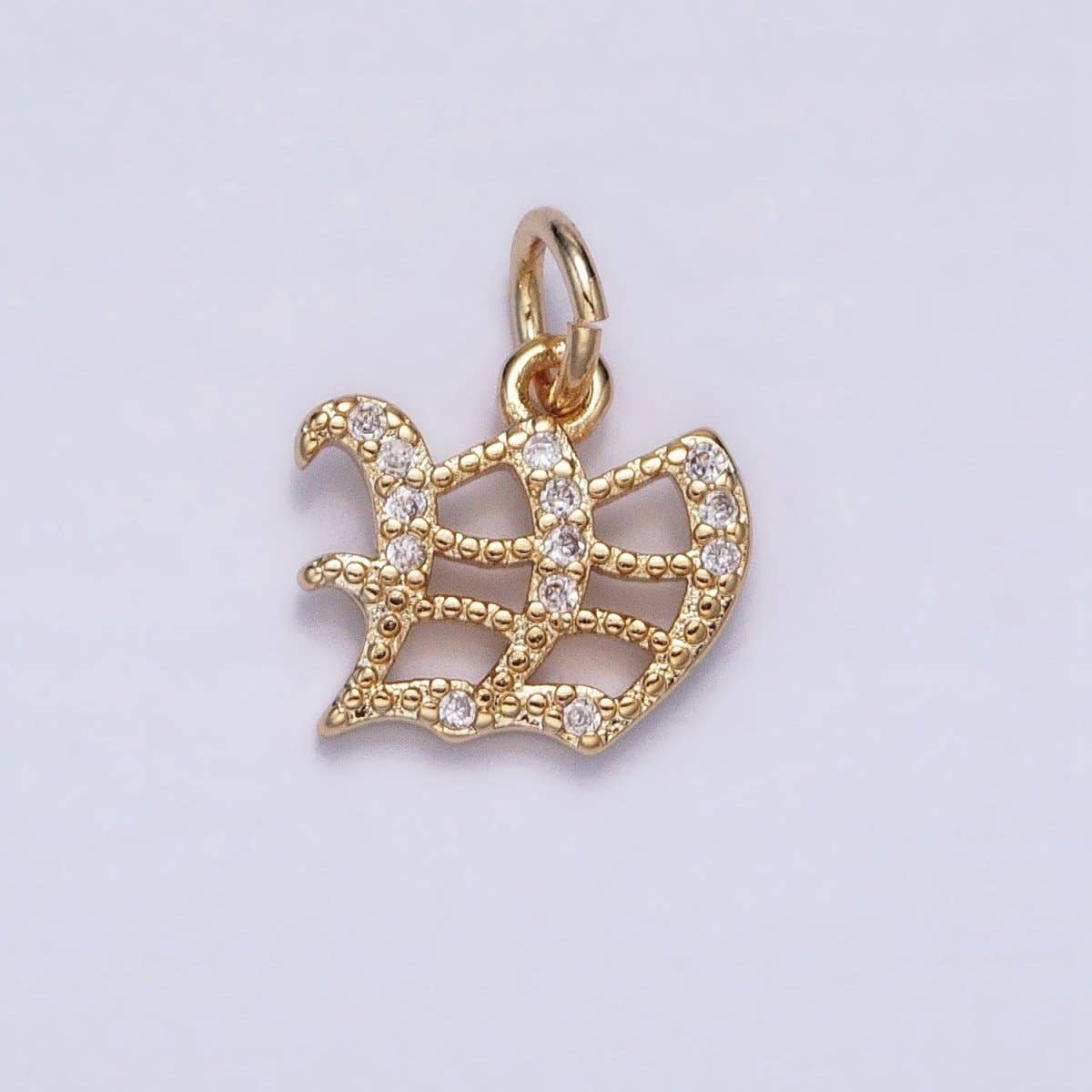 16K Gold Filled Initial Letter Old English Font Personalized Micro Paved Add-On Charm | A-572-A-584: ALL INITIAL