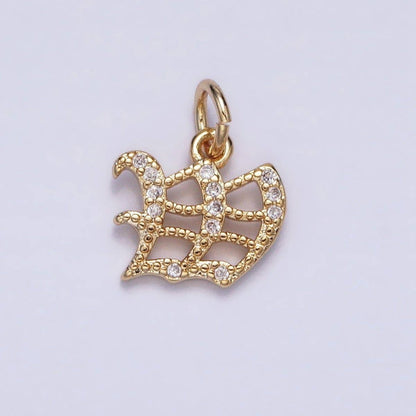16K Gold Filled Initial Letter Old English Font Personalized Micro Paved Add-On Charm | A-572-A-584: ALL INITIAL