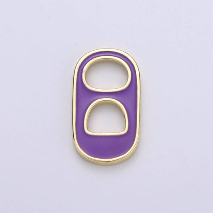 Black, Blue, Pink, Green, Yellow, Red Enamel Bottle Opener Gold Filled Charm - D-374- D-383: White
