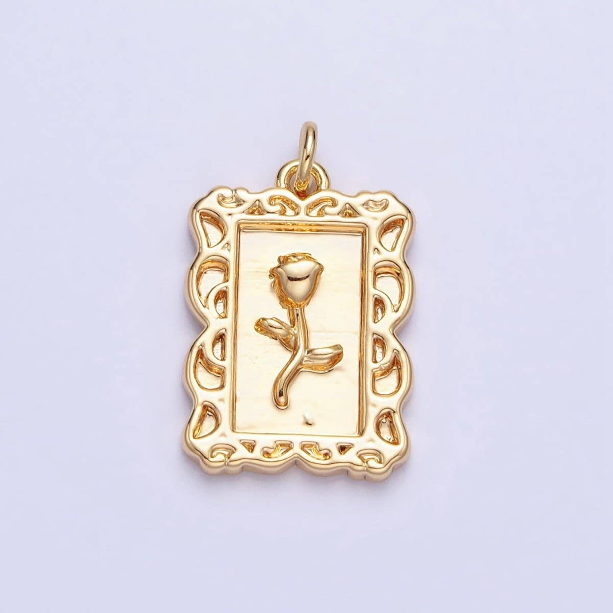 Mini Gold Frame Rose Charm Silver Belle Flower in the Picture frame AC751 AC752: Silver
